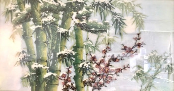 Tranh Đá Quý Tre Đào Tuyết