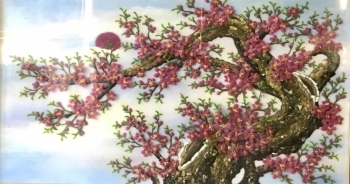 Tranh Đá Quý Hoa Đào Xếp