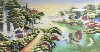 Tranh Đá Quý Sơn Thủy Hữu Tình