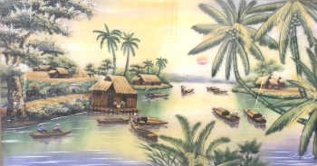 Tranh Đá Quý Phong Cảnh Sông Nước Miền Tây